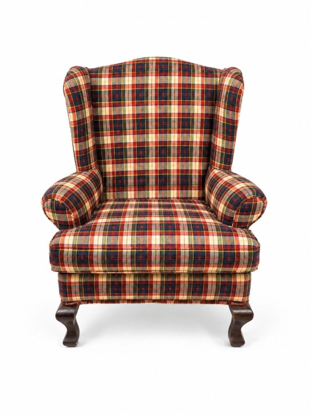 Doll Wingback Chair The Tender Art 18" Navy Blue Red Plaid Chair Bears